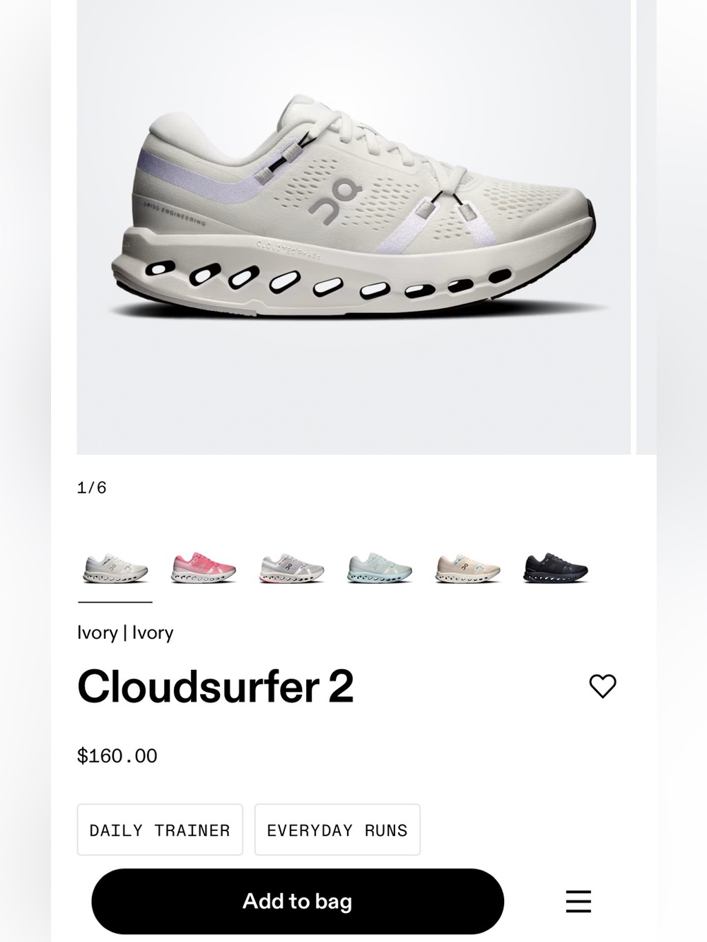 On Running Cloudsurfer 2 Ivory